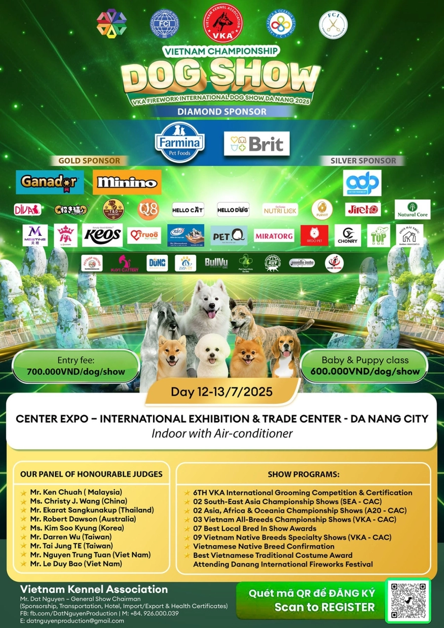 VKA Firework International Dog Show - Đà Nẵng 2025: Kết nối đam mê, bùng nổ cảm xúc cùng pháo hoa quốc tế