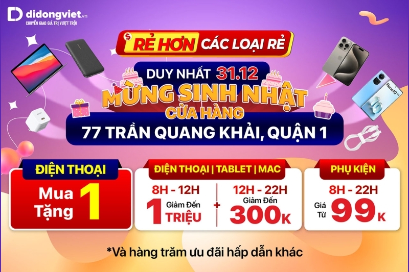 Di Động Việt khuyến mãi lớn ngày cuối năm 2023