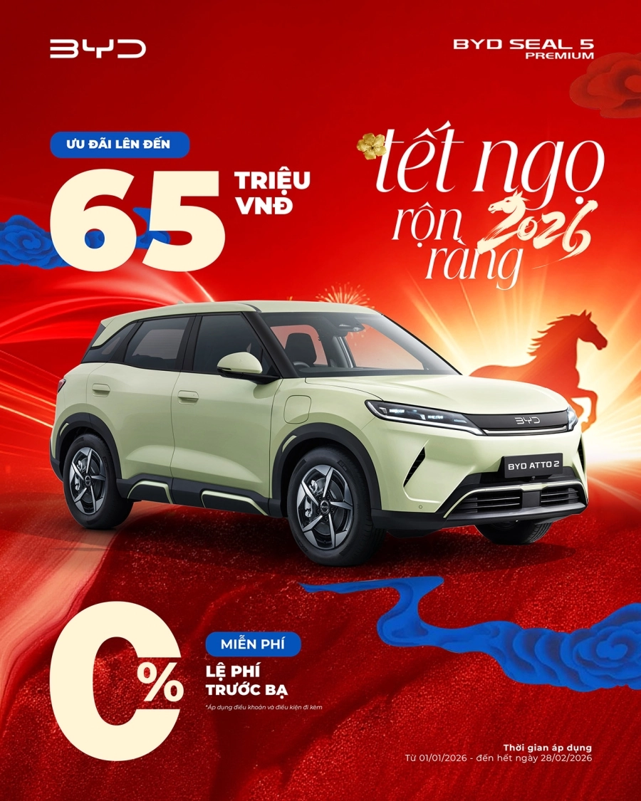 BYD Việt Nam triển khai chương trình ưu đãi chào năm mới “Tết Ngọ rộn ràng - Ưu đãi ngập tràn” 
